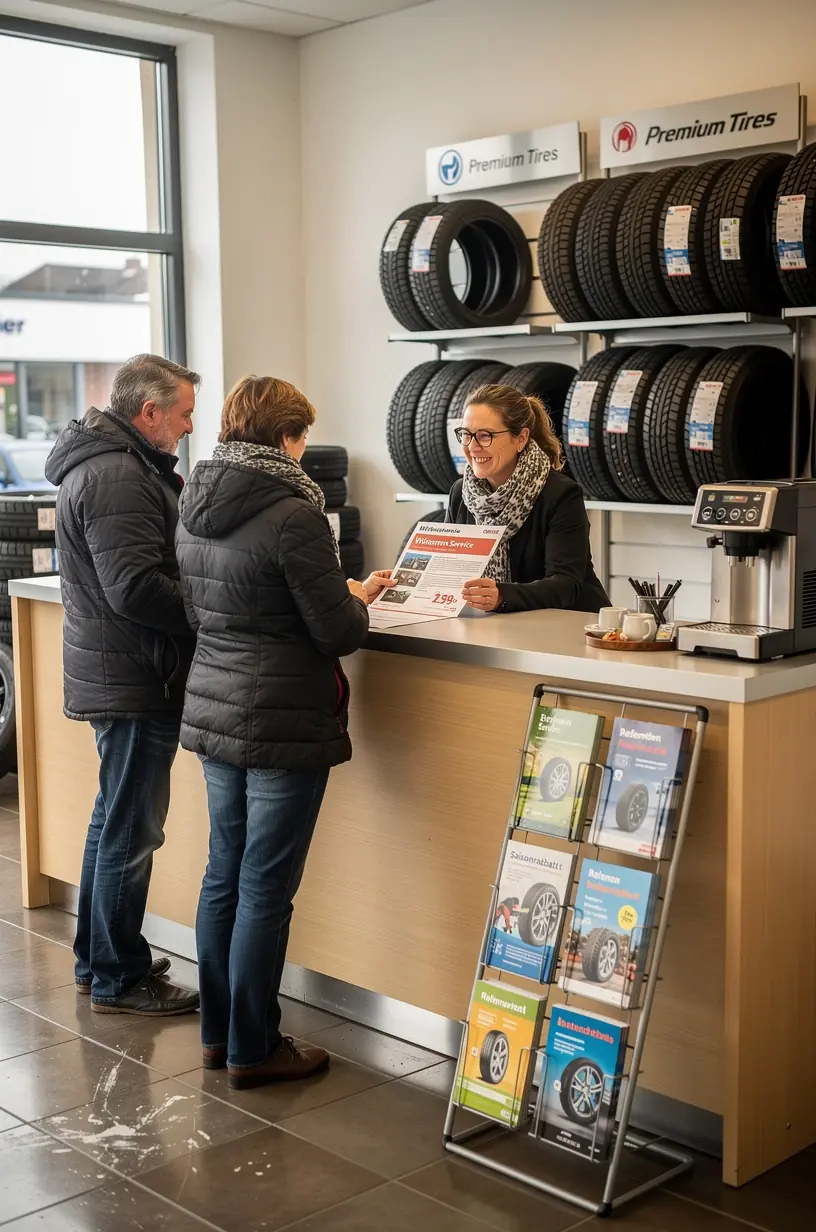 Sicherheitscheck von Reifen und Felgen vor der fachgerechten Einlagerung im Reifenhotel.